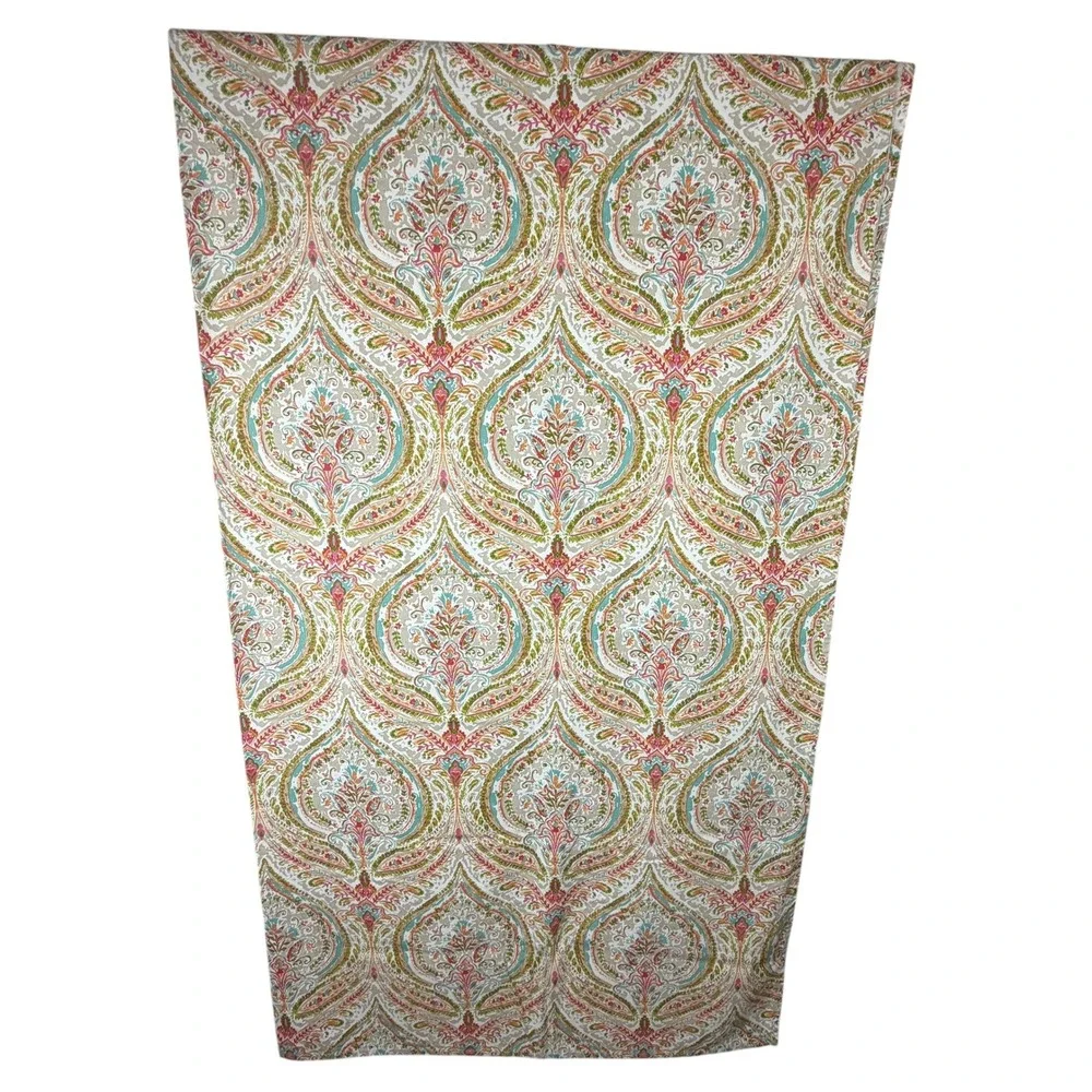 World Market Shower Curtain Turquoise Coral STD 72x72 Multi Paisley Cotton Boho